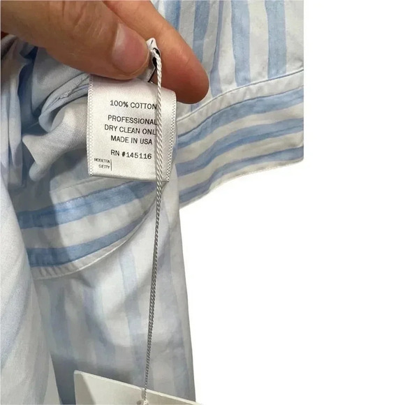 ROSETTA GETTY Apron Wrap Stripe Cotton Shirt  Baby Blue White - Picture 12 of 12
